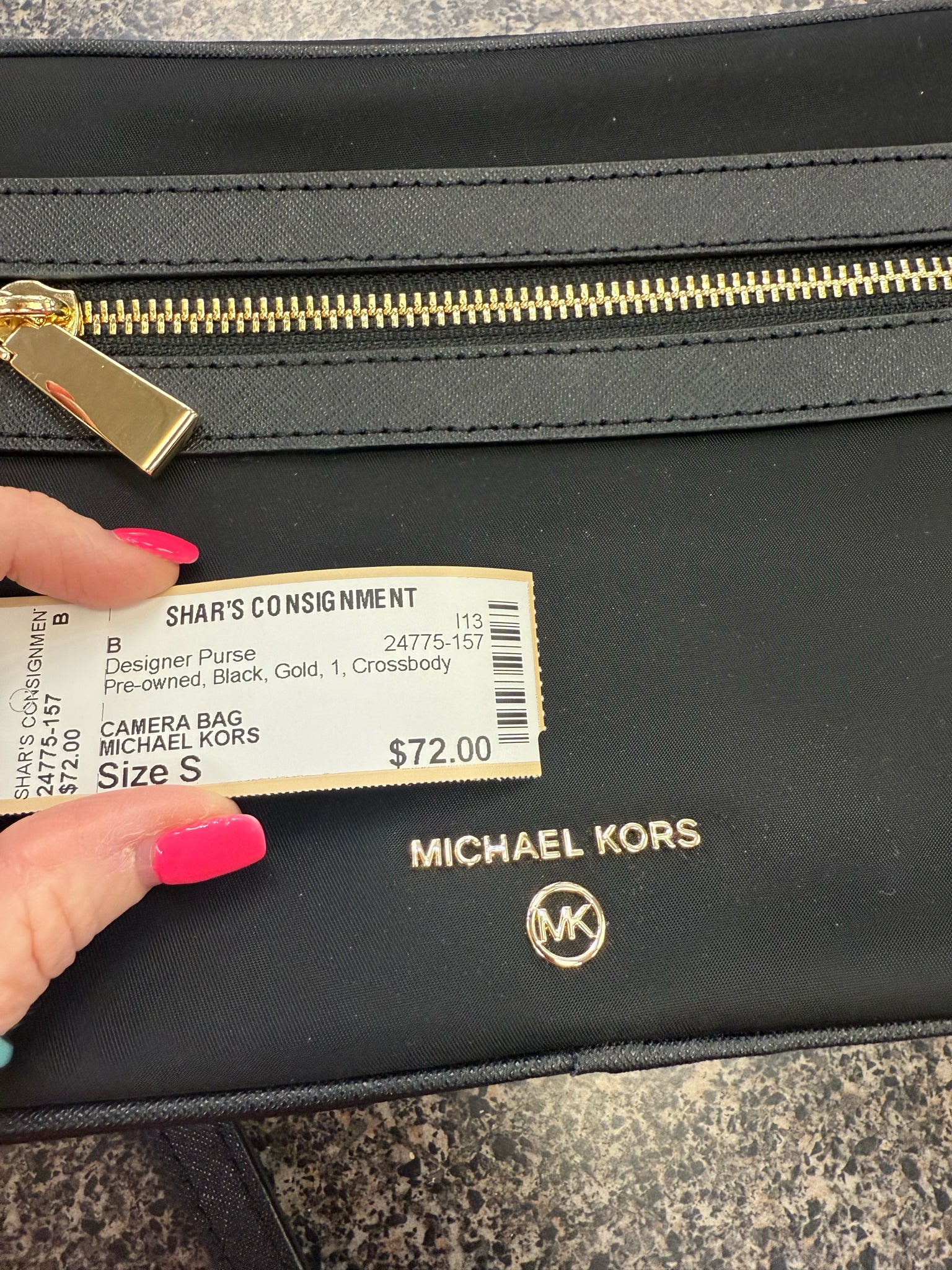 Pre-owned MICHAEL KORS Black Gold Crossbody Designer Purse