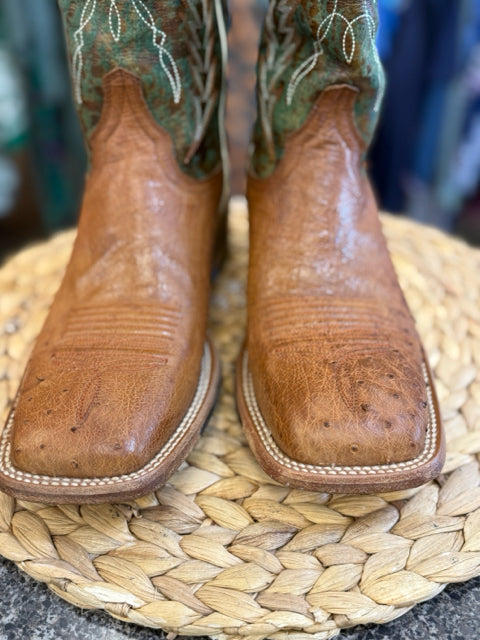 Pre-owned CAVENDERS Brown Dark Green Print Size 9.5 Designer Boot
