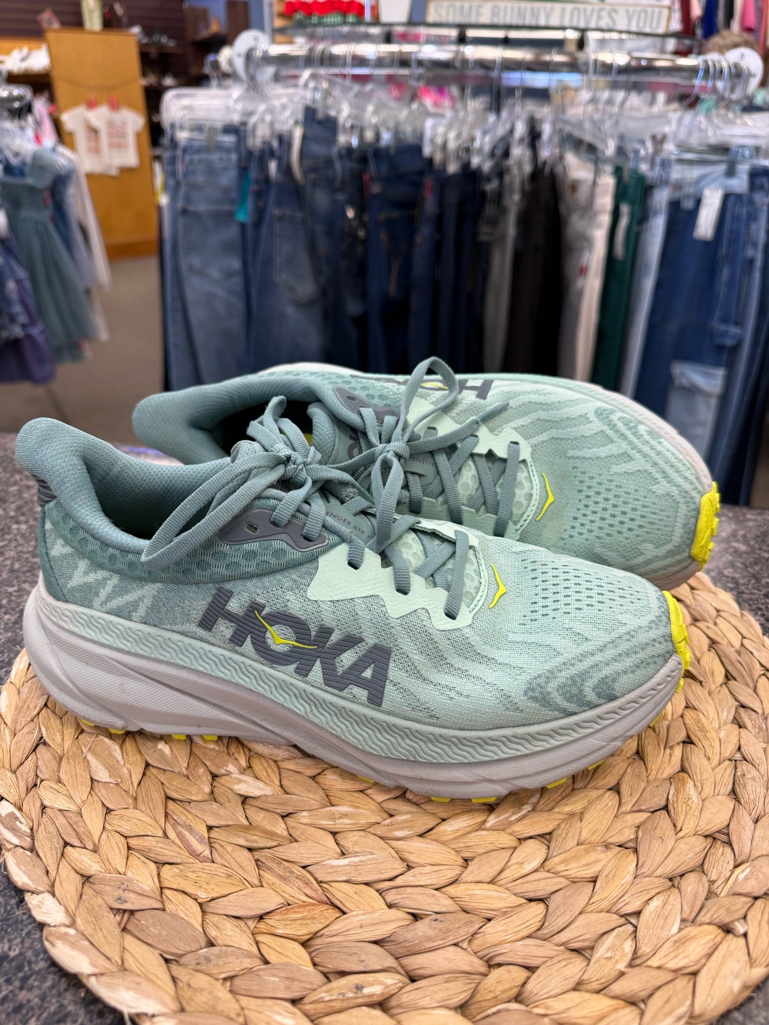 Pre-owned HOKA Green Teal trim Size 8 Designer Sneaker