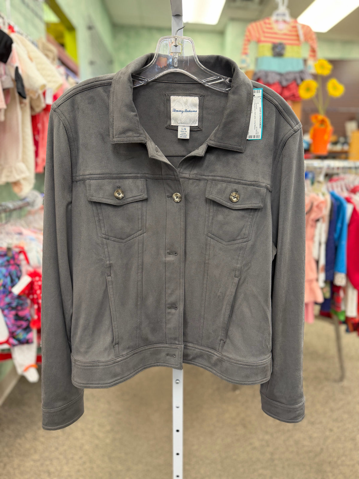 Pre-owned Tommy Bahama Dark gray Size L Long Sleeve Shacket