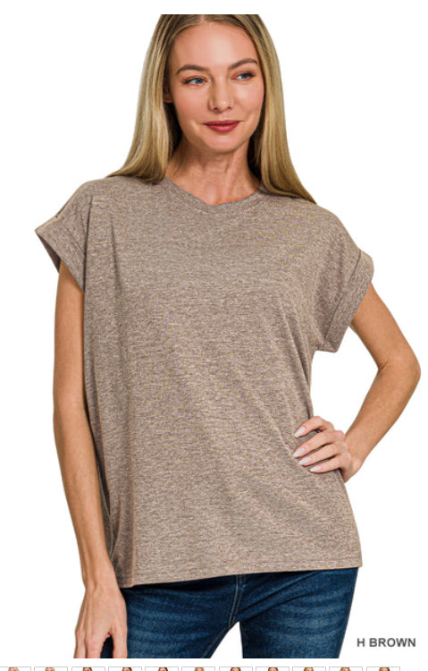 New Zenana Brown blend Short Sleeve Size: S Blouse