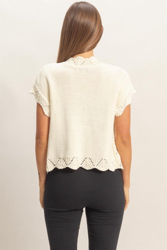 New HYFVE Cream Size S Short Sleeve Sweater