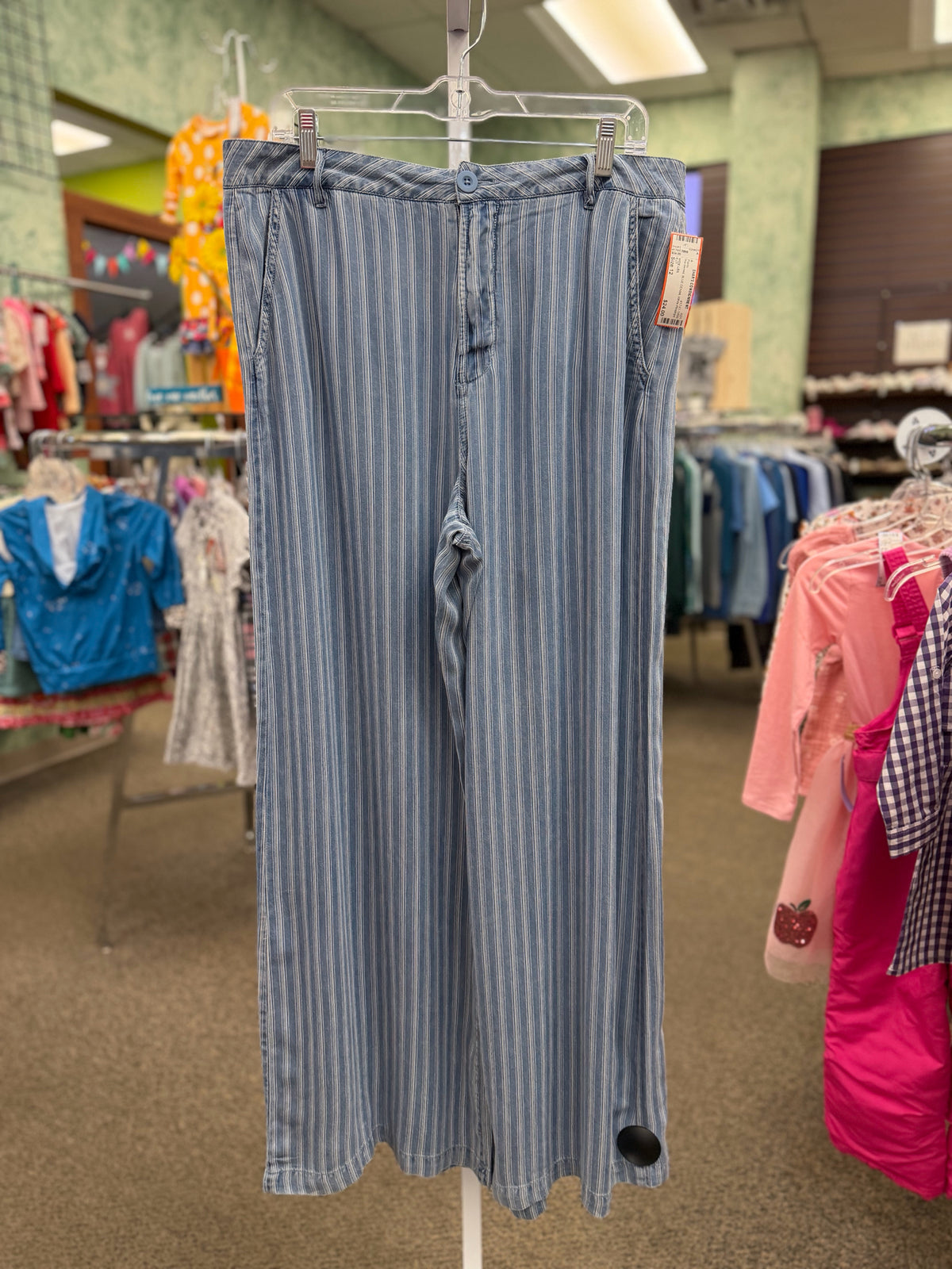 Pre-owned KUT BLUE DENIM White Pinstripe Size 12 Pants