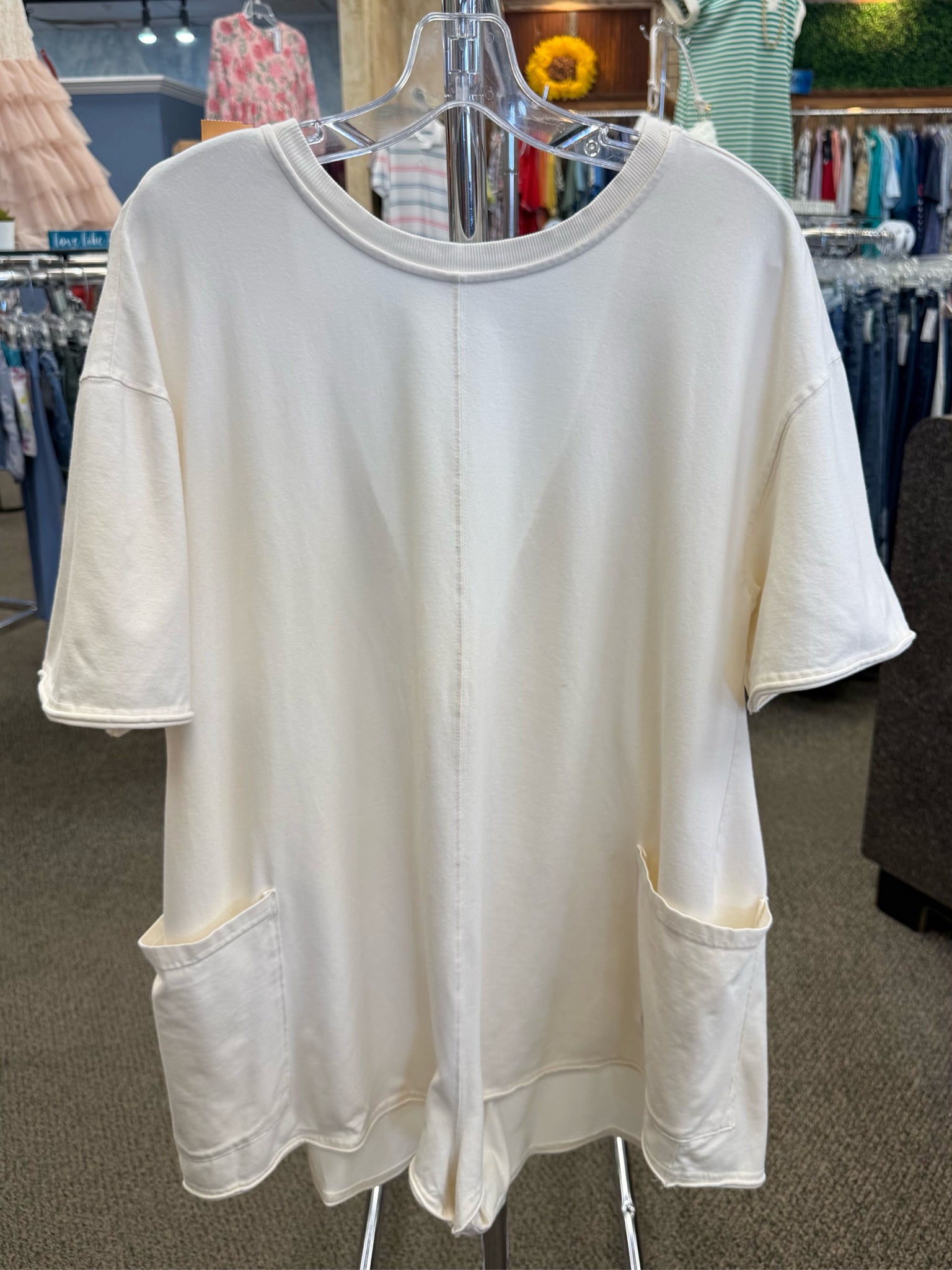 Pre-owned FP MOVEMENT Cream Size 10 Short Sleeve Shorts Jumper