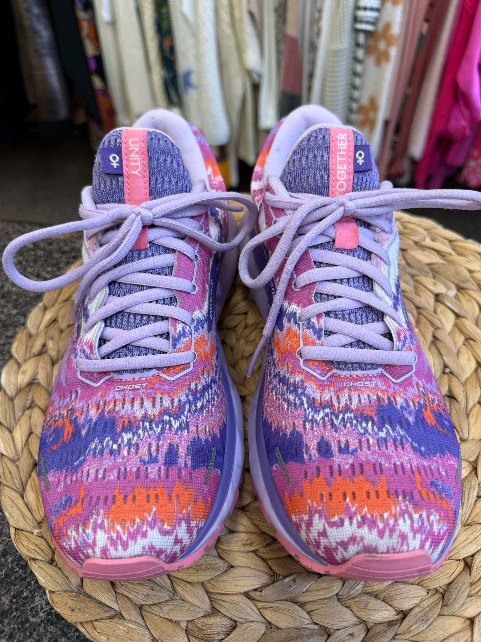 Pre-owned BROOKS Purple Tyedye Orange Size 10 Sneaker