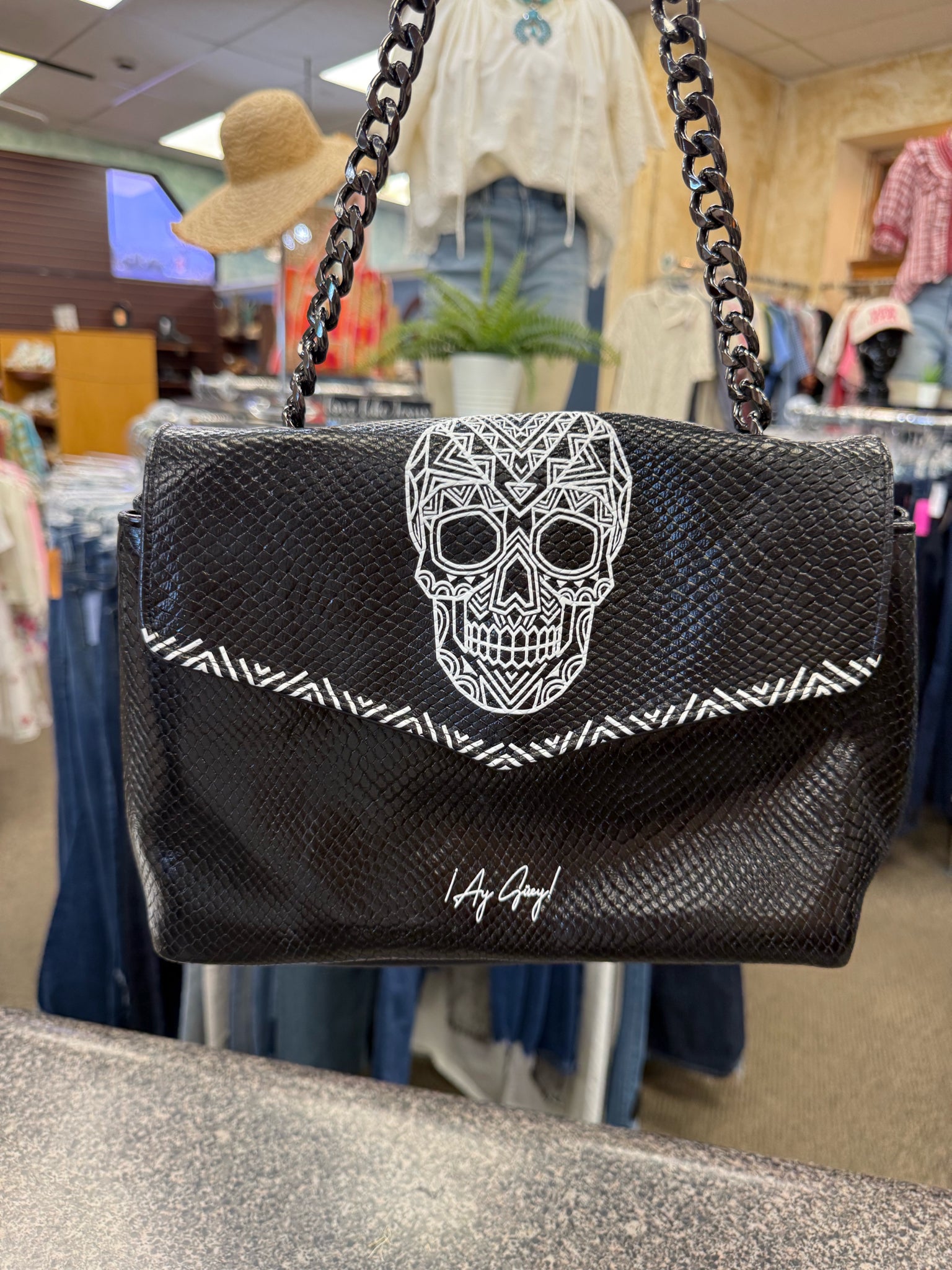 Pre-owned AY GUEY Black White Designer Purse Set