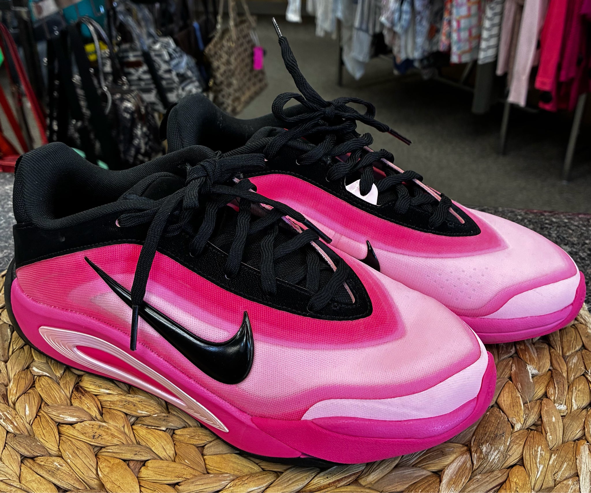 Pre-owned NIKE Hot pink Black Trim Size 5 Sneaker