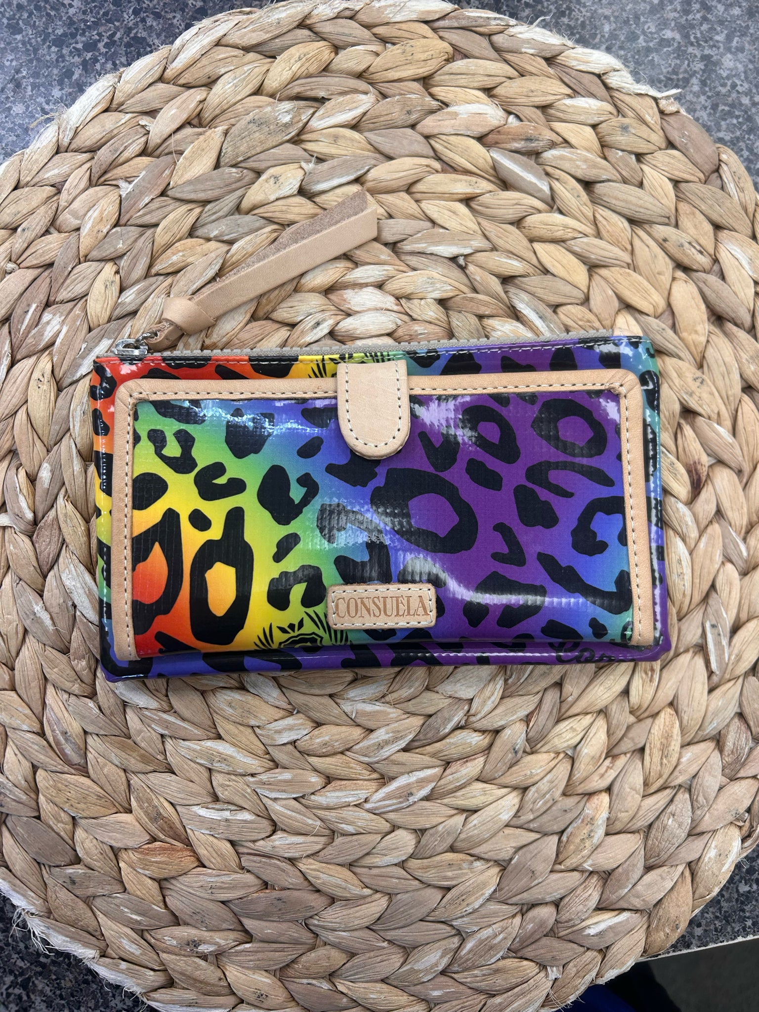Pre-owned CONSUELA Purple Multi Animal WALLET SIZE M Designer Wallet