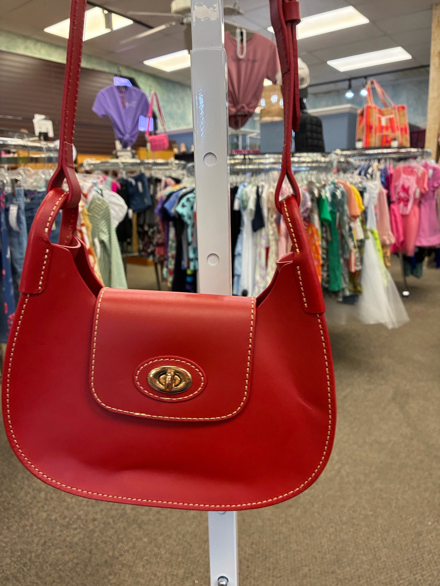 Pre-owned DOONEY&BOURKE Red Gold Trim Crossbody Designer Purse