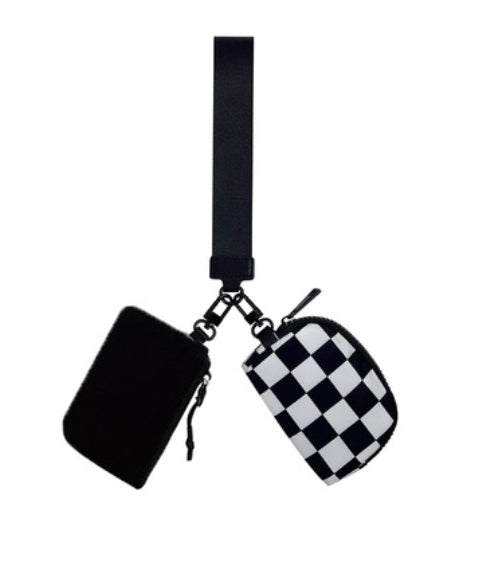 New Black Black Check Wallet