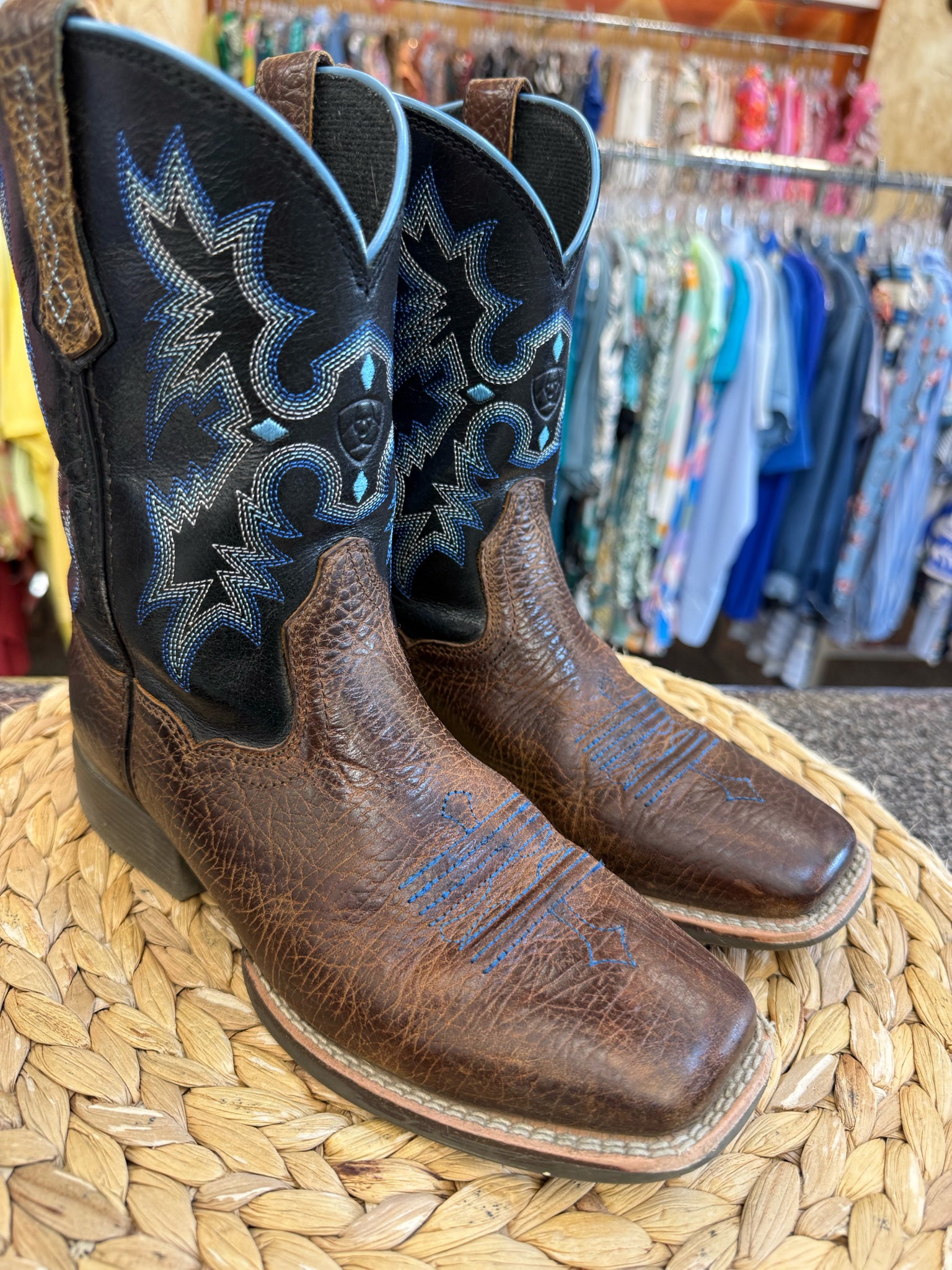 Pre-owned ARIAT Dark brown Navy C-SIZE 3 Boys Boots