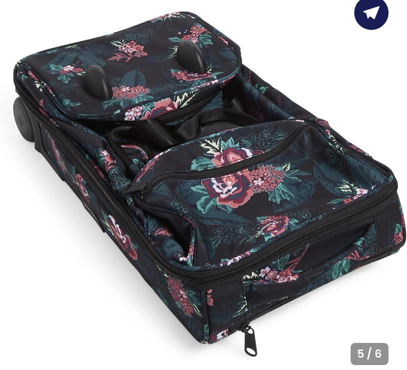 Pre-owned VERA BRADLEY Black floral Dark Teal Designer Purse