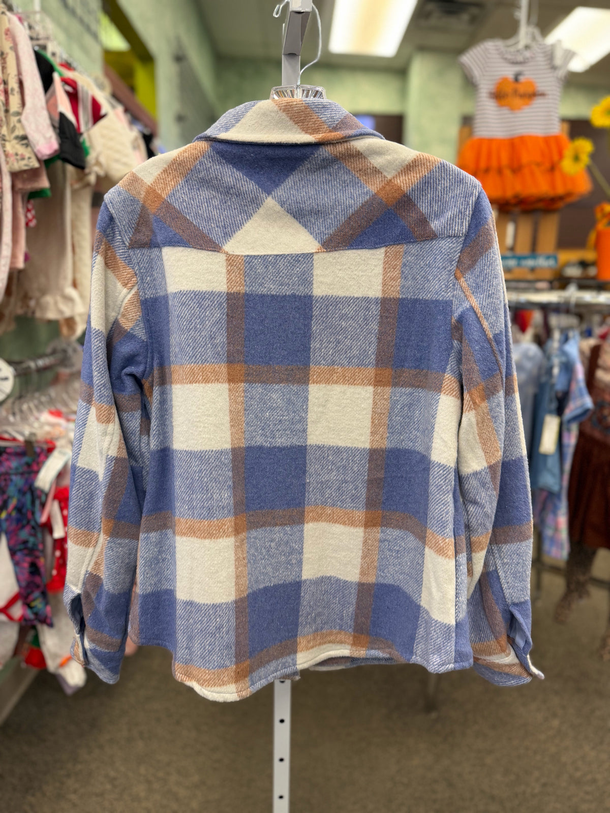 Pre-owned DEAR JOHN Blue plaid Tan Size S Long Sleeve Shacket