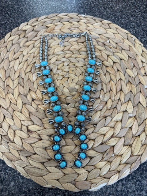 New WESTERN PEWTER Turquoise Necklace