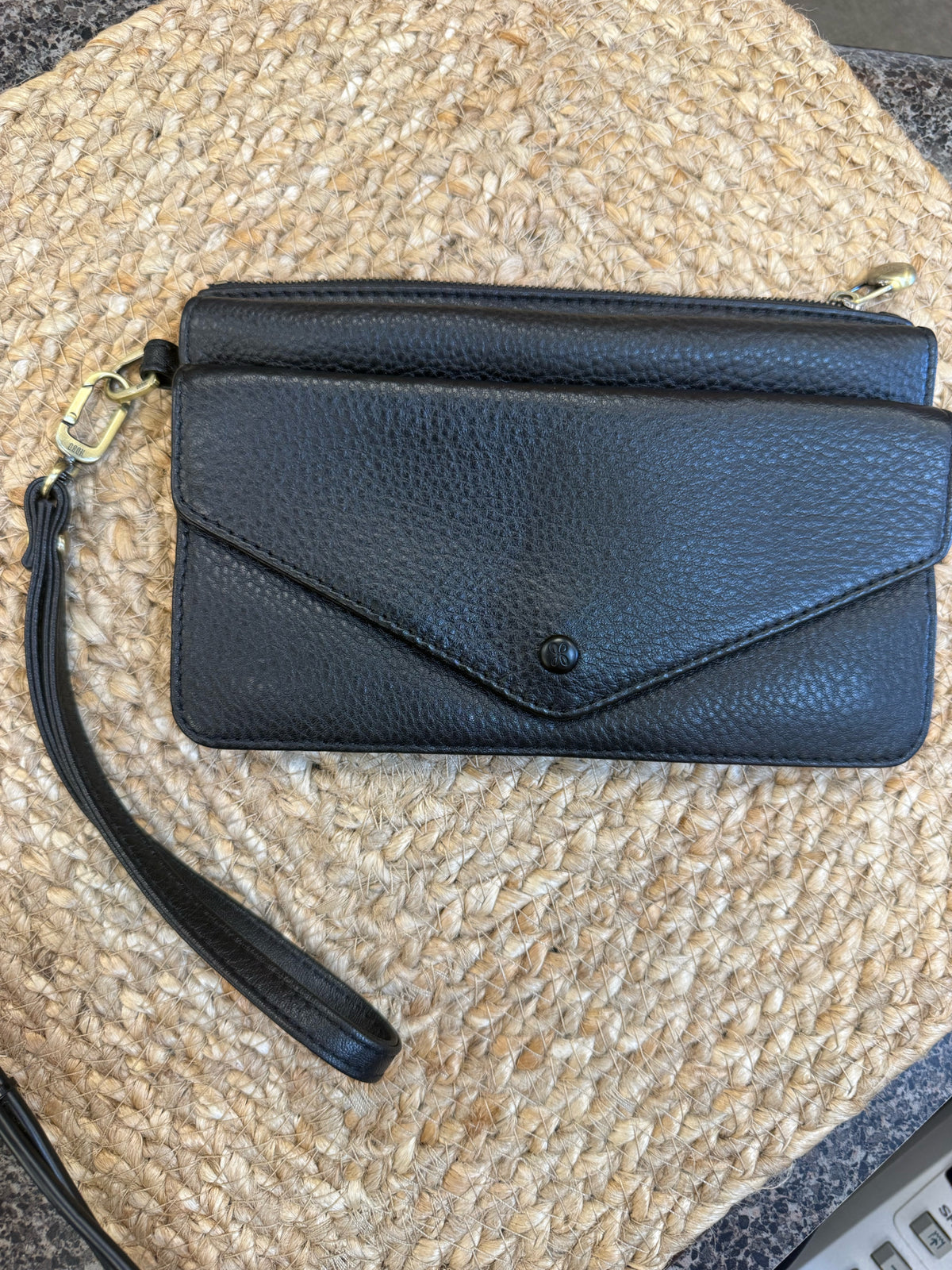 Pre-owned HOBO Black WALLET SIZE Wristlet Designer Wallet