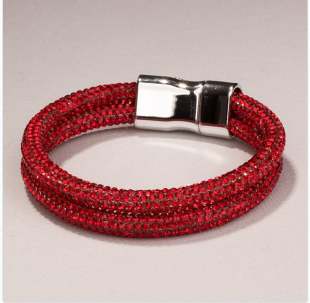 New YF Red Silver Trim Bracelet