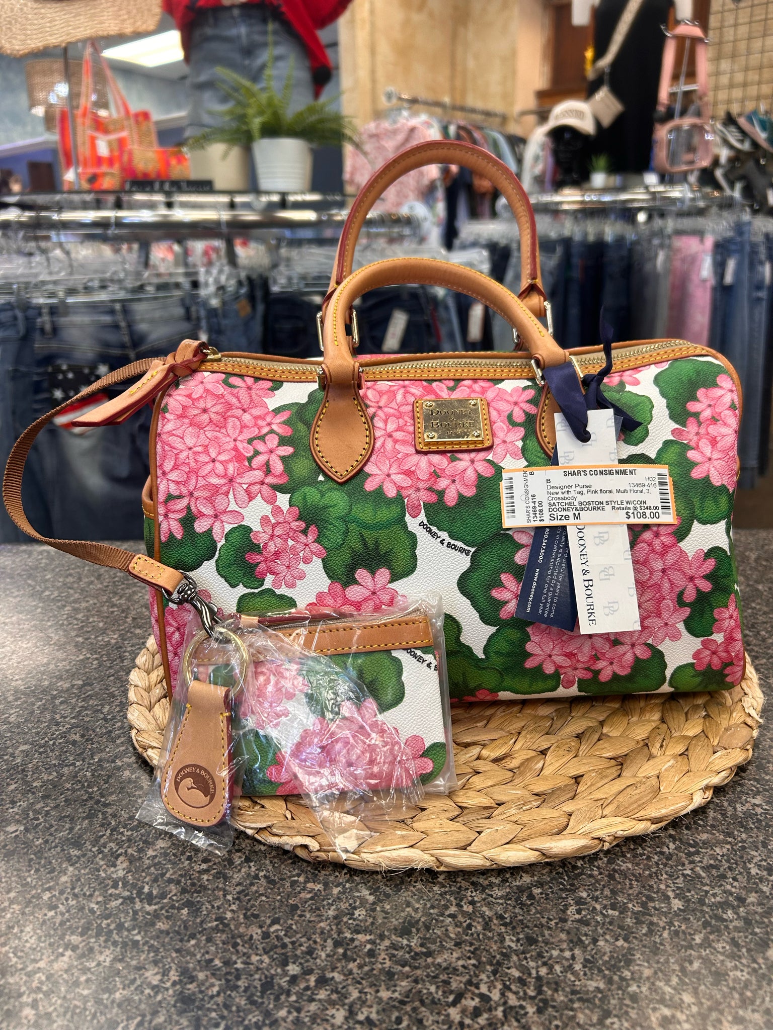 New with Tag DOONEY&BOURKE Pink floral Multi Floral Crossbody Designer Purse