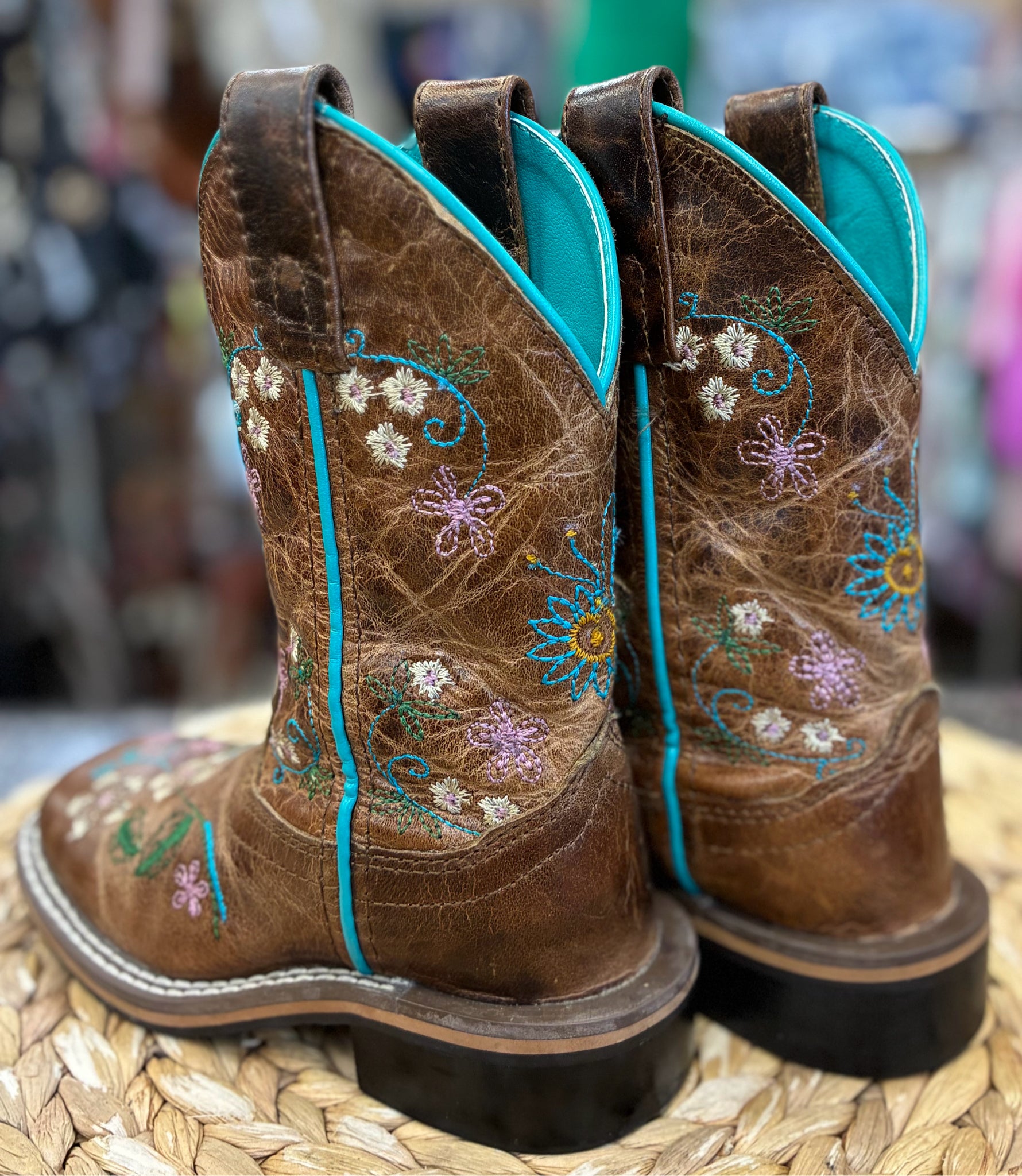 Pre-owned Smoky Mountain Bronze Multi Floral Shoe Size 9 Girls Boot