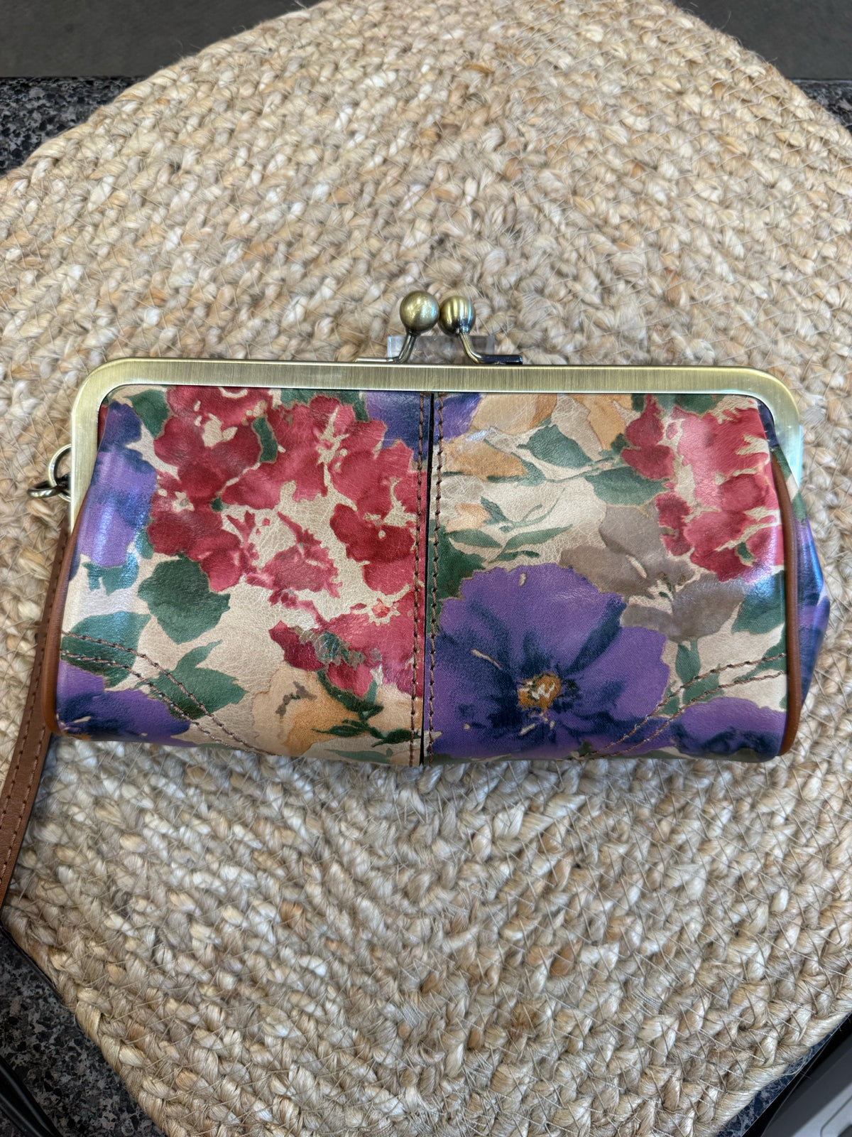 Pre-owned PATRICIA NASH Purple floral Red Floral WALLET SIZE Regular Wallet