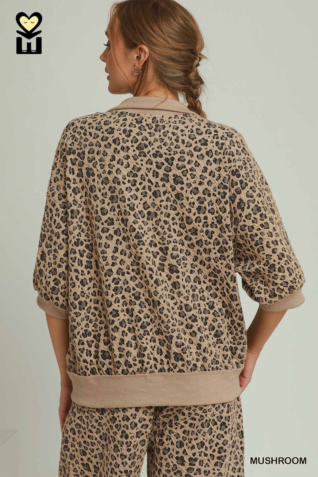 New UMGEE Tan animal Black Dr Size S Short Sleeve PantSet