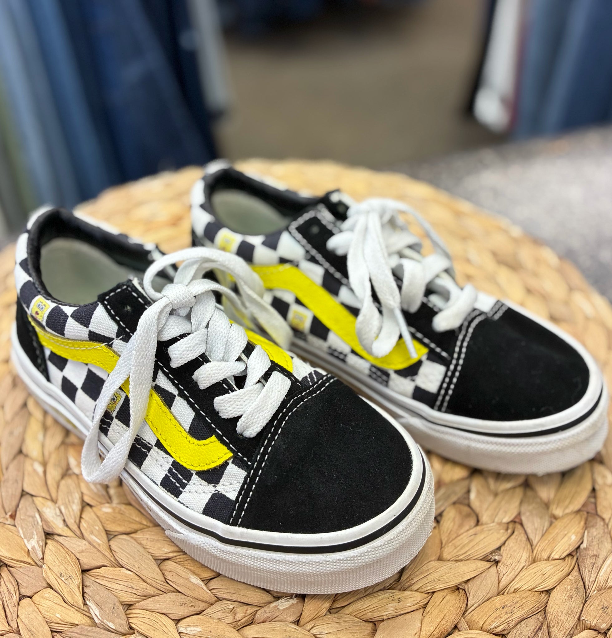Pre-owned VANS Black check White Check C-SIZE 13 Boys Sneaker