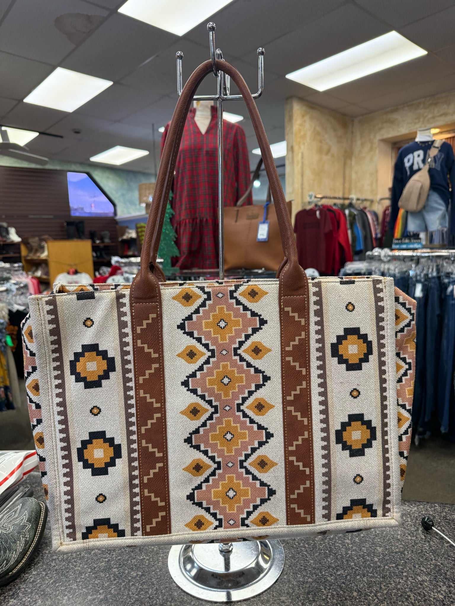 Pre-owned WRANGLER Tan Brown L Tote Purse