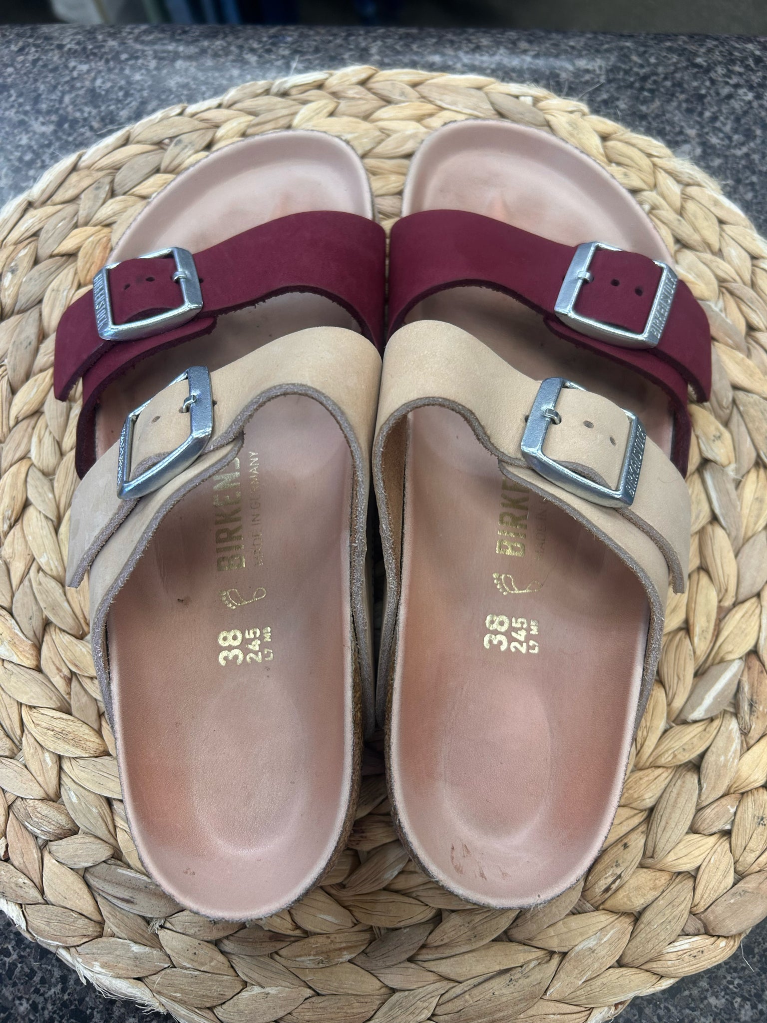 Pre-owned BIRKENSTOCK Wine Peach Size 7 Designer Sandal