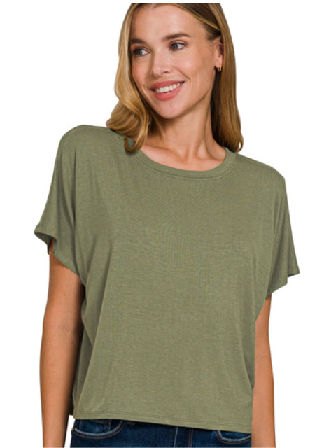 New Zenana Olive Size S Short Sleeve Tee