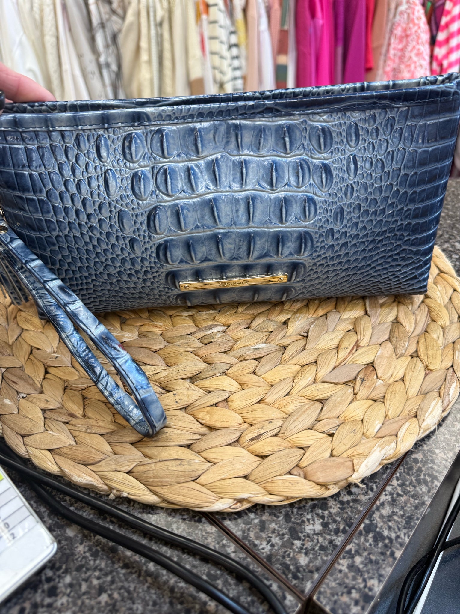 Pre-owned BRAHMIN Blue animal Wristlet Designer Purse