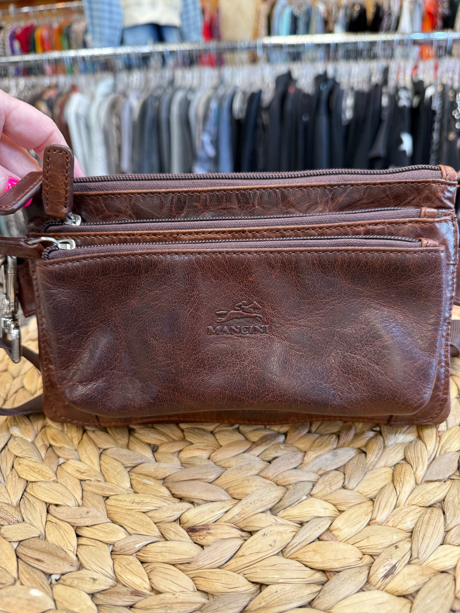 Pre-owned mancini Dark brown Fanny Pack Designer Purse