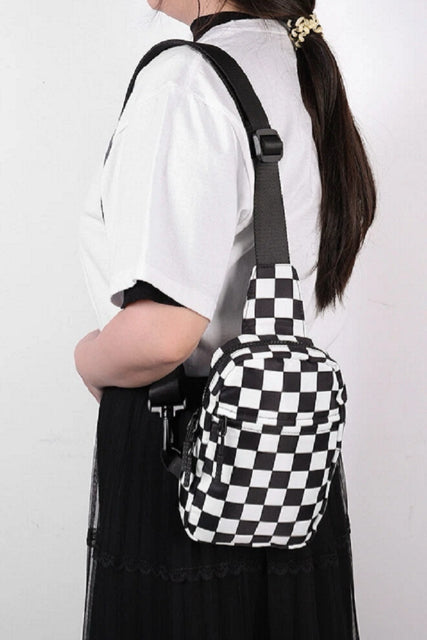 New Zenana Black check White S Sling Purse