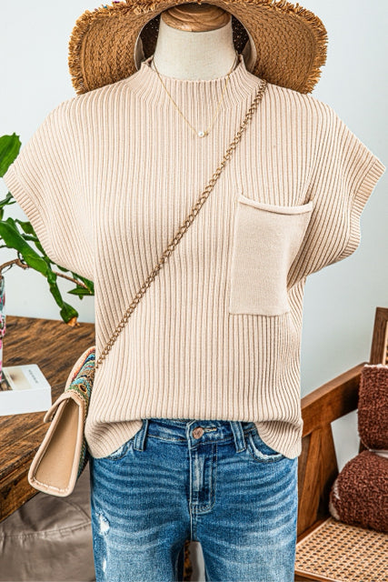 New FW Oatmeal Size S Short Sleeve Sweater