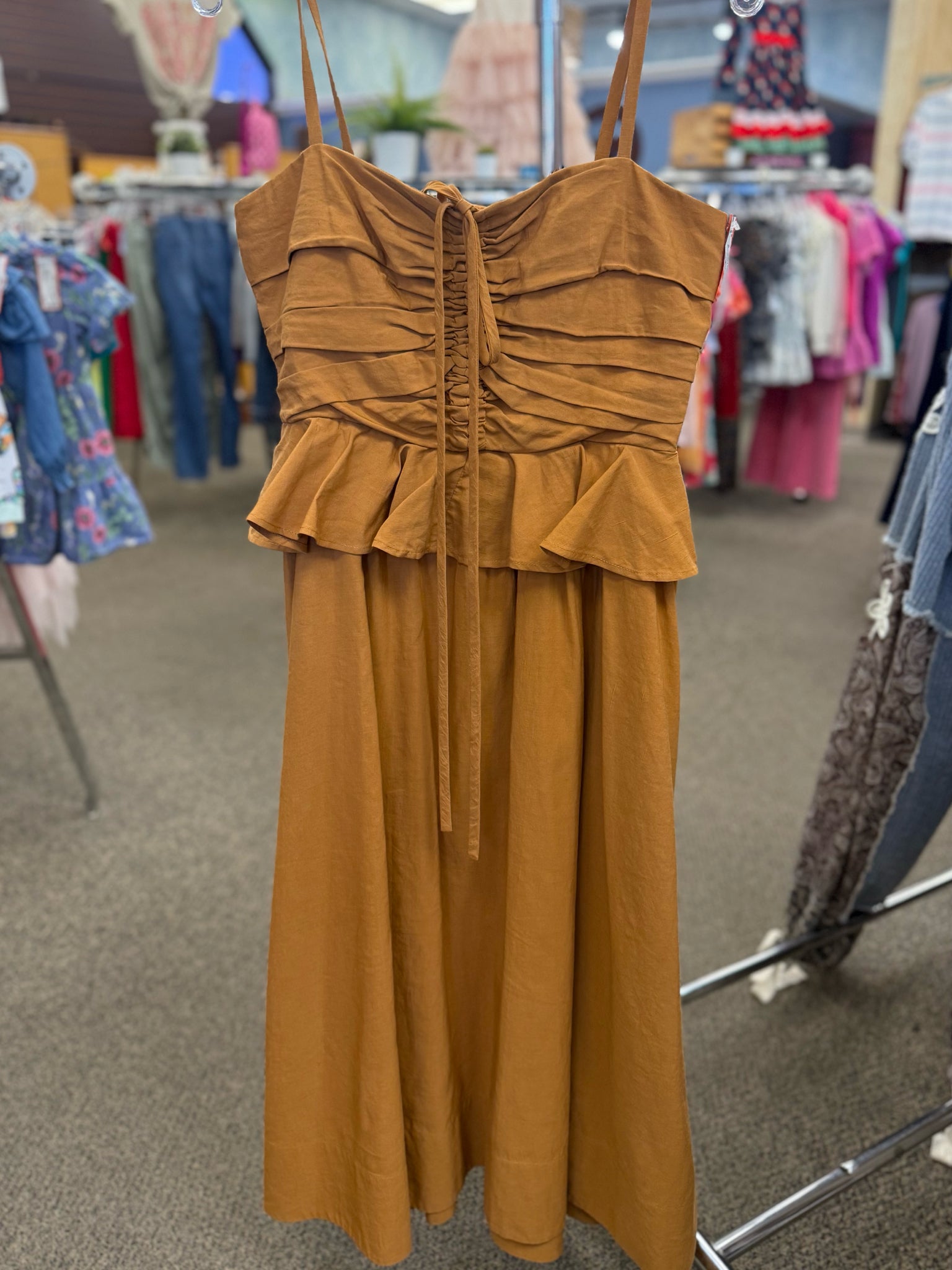 Pre-owned ULLA JOHNSON Light brown Size 4 Spaghetti Strap Designer Dress