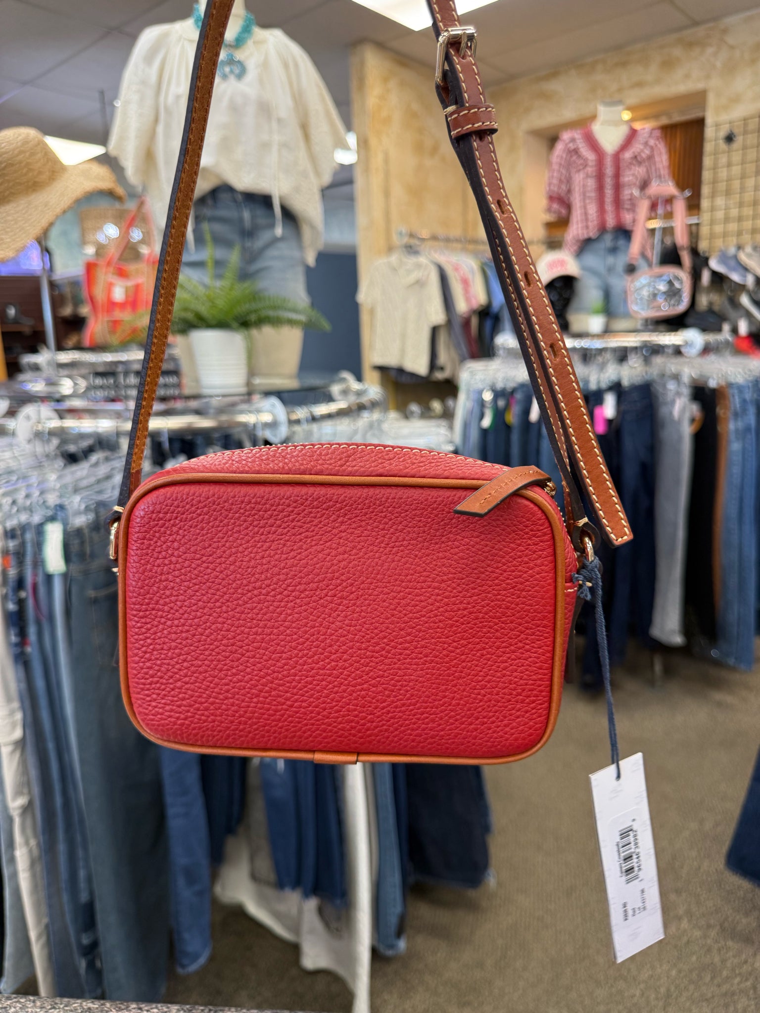 New with Tag DOONEY&BOURKE Red Brown Trim Crossbody Designer Purse