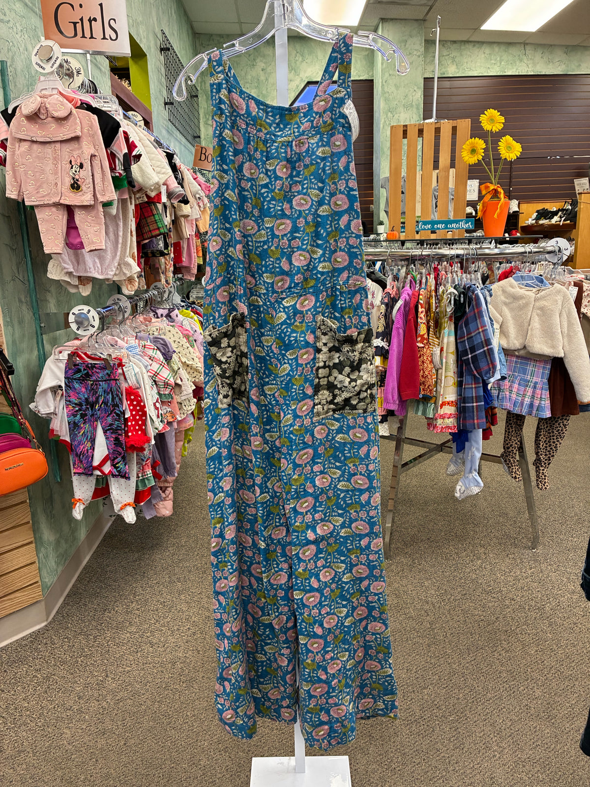Pre-owned NATURAL LIFE Teal Pink Floral Size 12 Sleeveless Pants Jumper