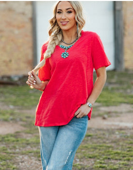 New ANDREE Hot Coral Size S Short Sleeve Tee