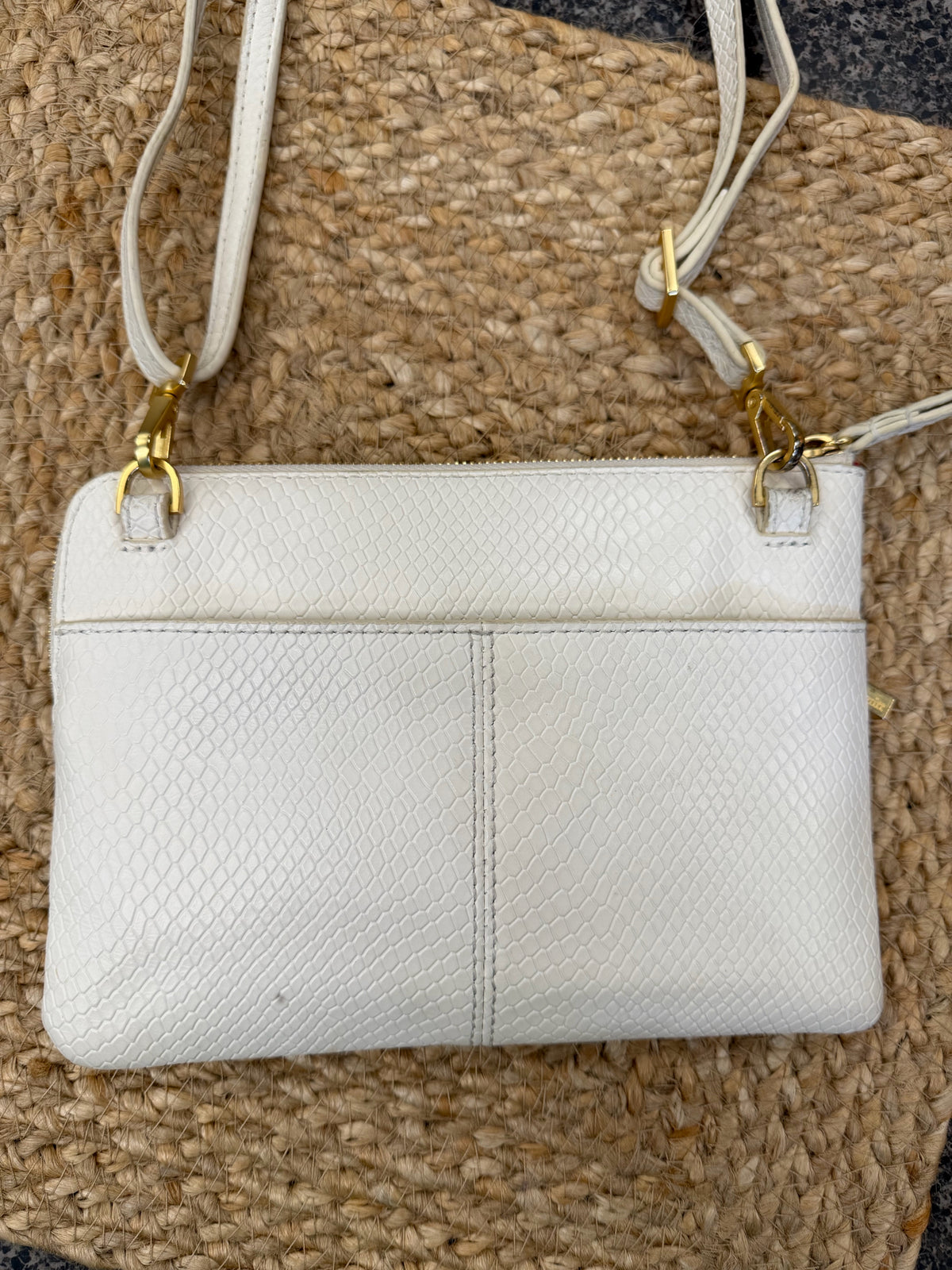 Pre-owned Hammitt Cream Gold Trim Crossbody Designer Purse