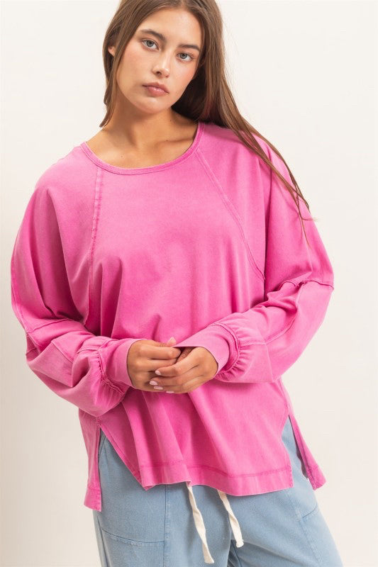 New DOUBLE ZERO Hot pink Size: S Long Sleeve Blouse