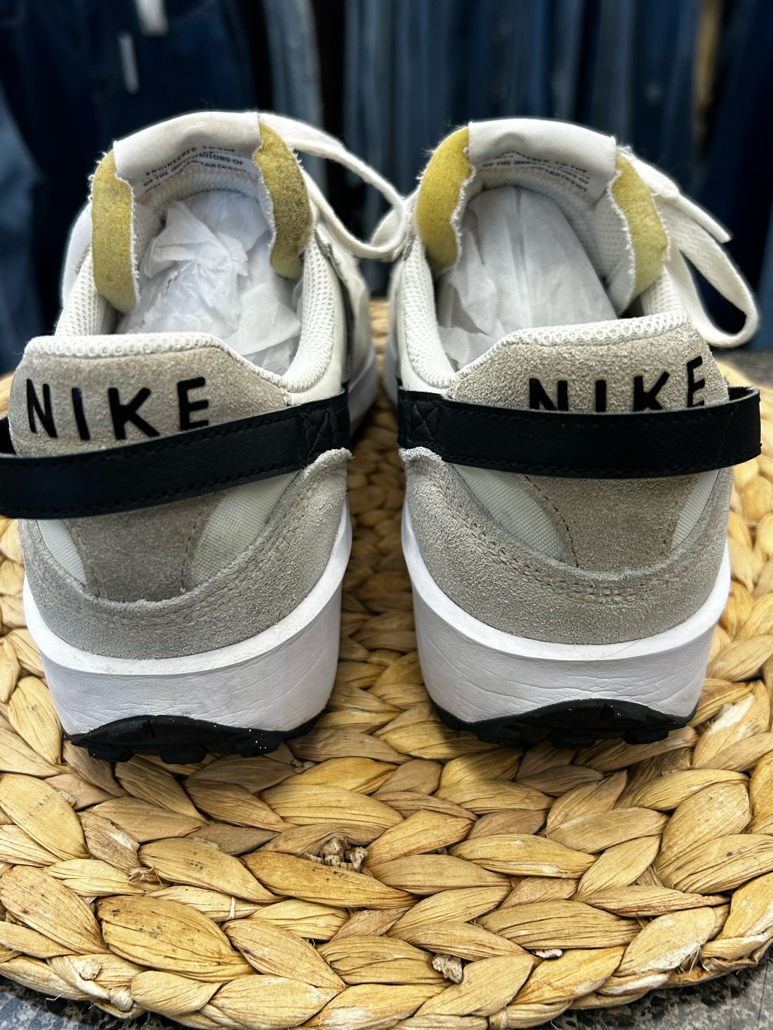 Pre-owned NIKE Cream Black Trim Size 10 Designer Sneaker