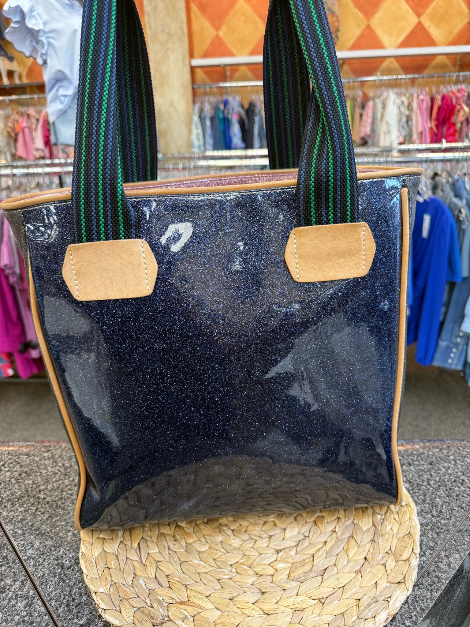 Pre-owned CONSUELA Navy Sparkle Tote Designer Purse