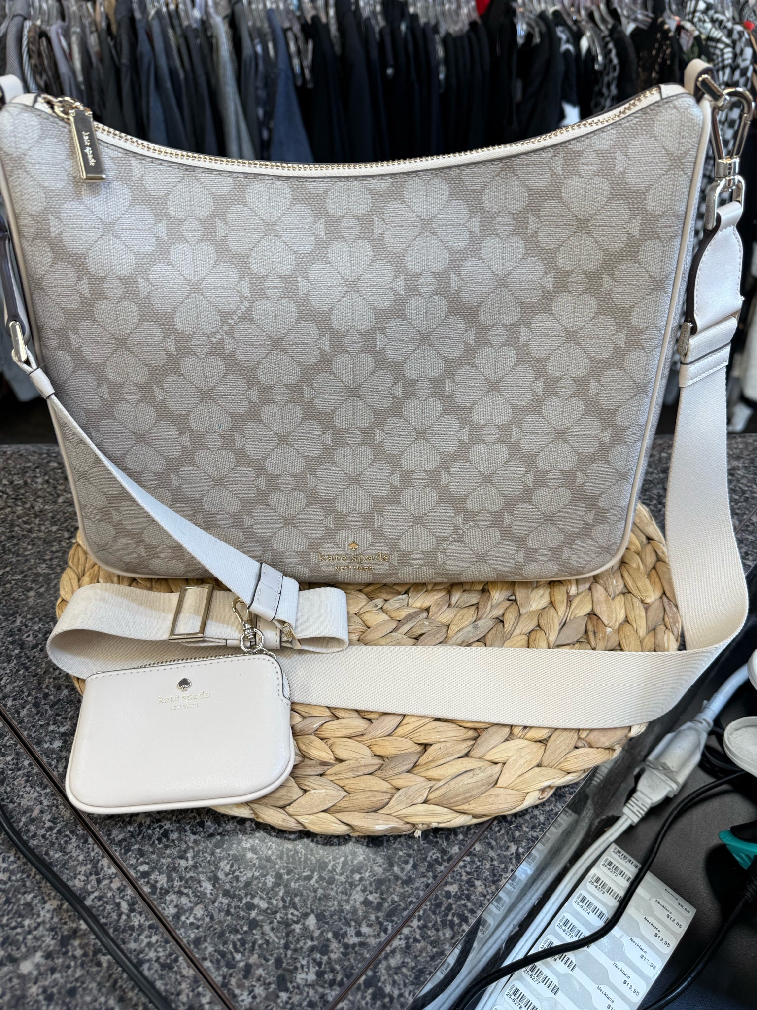 New  Without Tag KATE SPADE Tan Taupe Crossbody Designer Purse