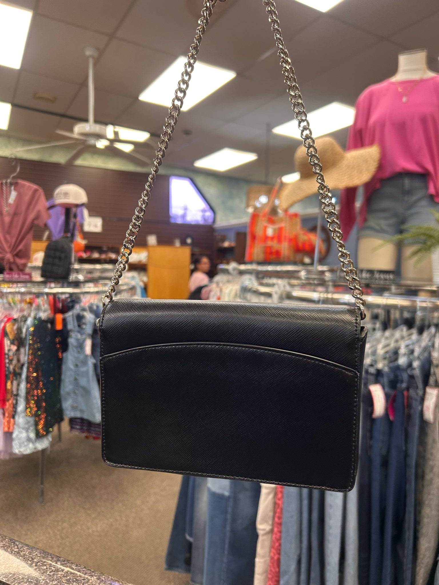 Pre-owned KATE SPADE Black Silver Trim Crossbody Designer Purse