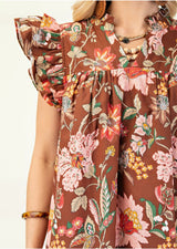 New Gigio Brown floral Pink Size Small Cap Sleeve Dress