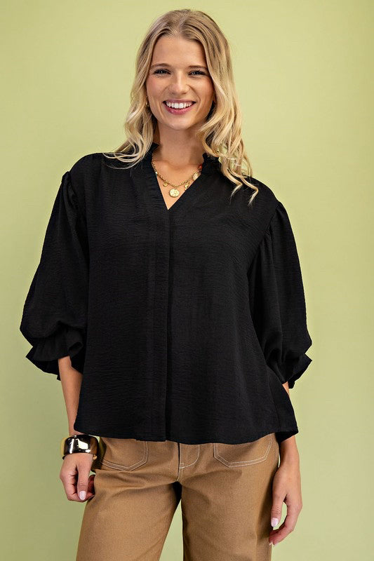 New Gigio Black Size: S Quarter Sleeve Blouse