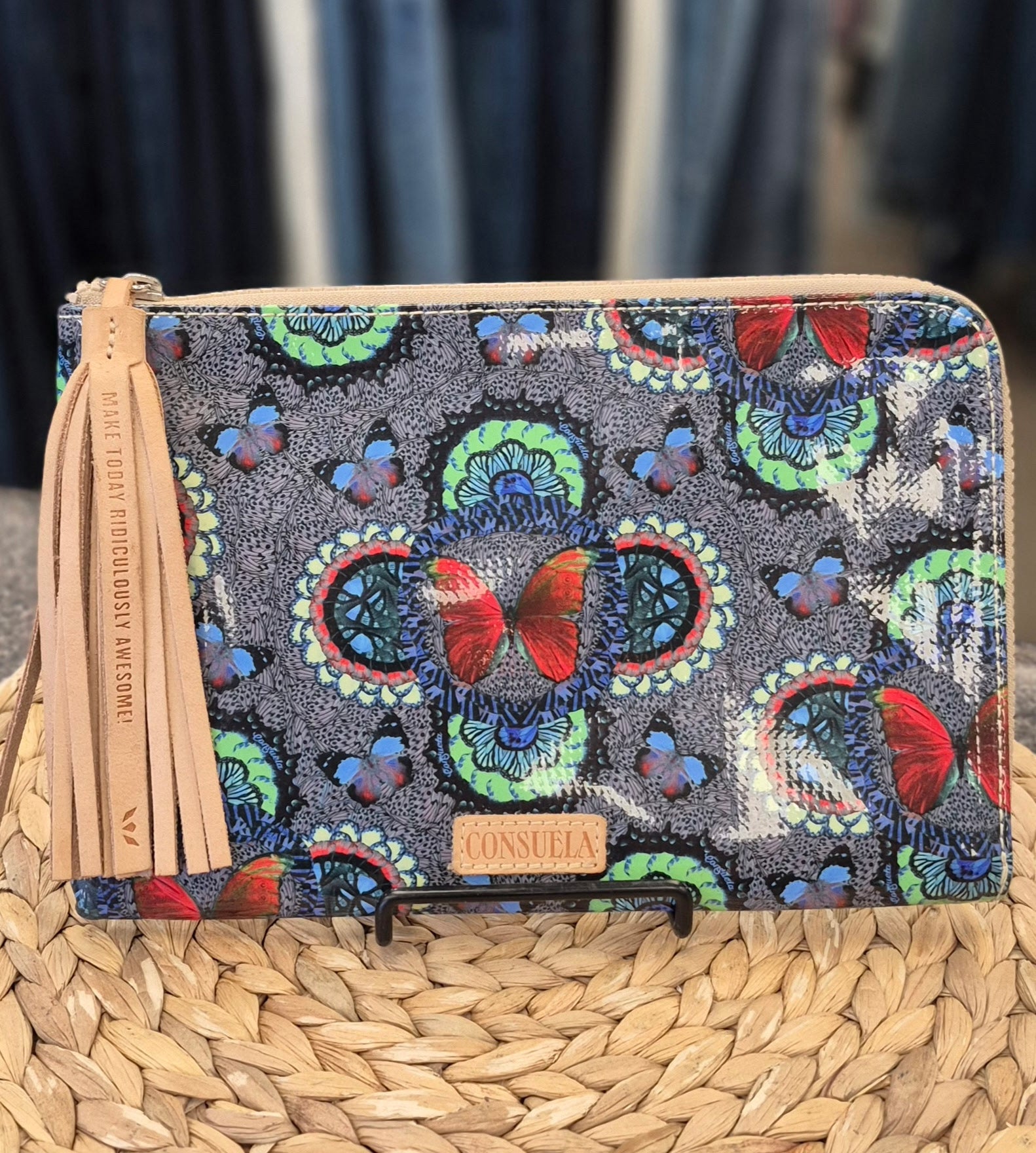 Pre-owned CONSUELA Blue Green Print Designer Wallet