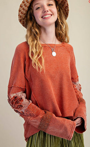 New EASEL Burnt orange Size S Long Sleeve Blouse