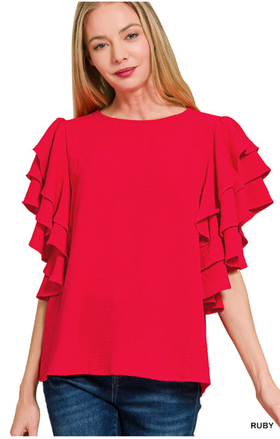 New Zenana Red Size S Short Sleeve Blouse