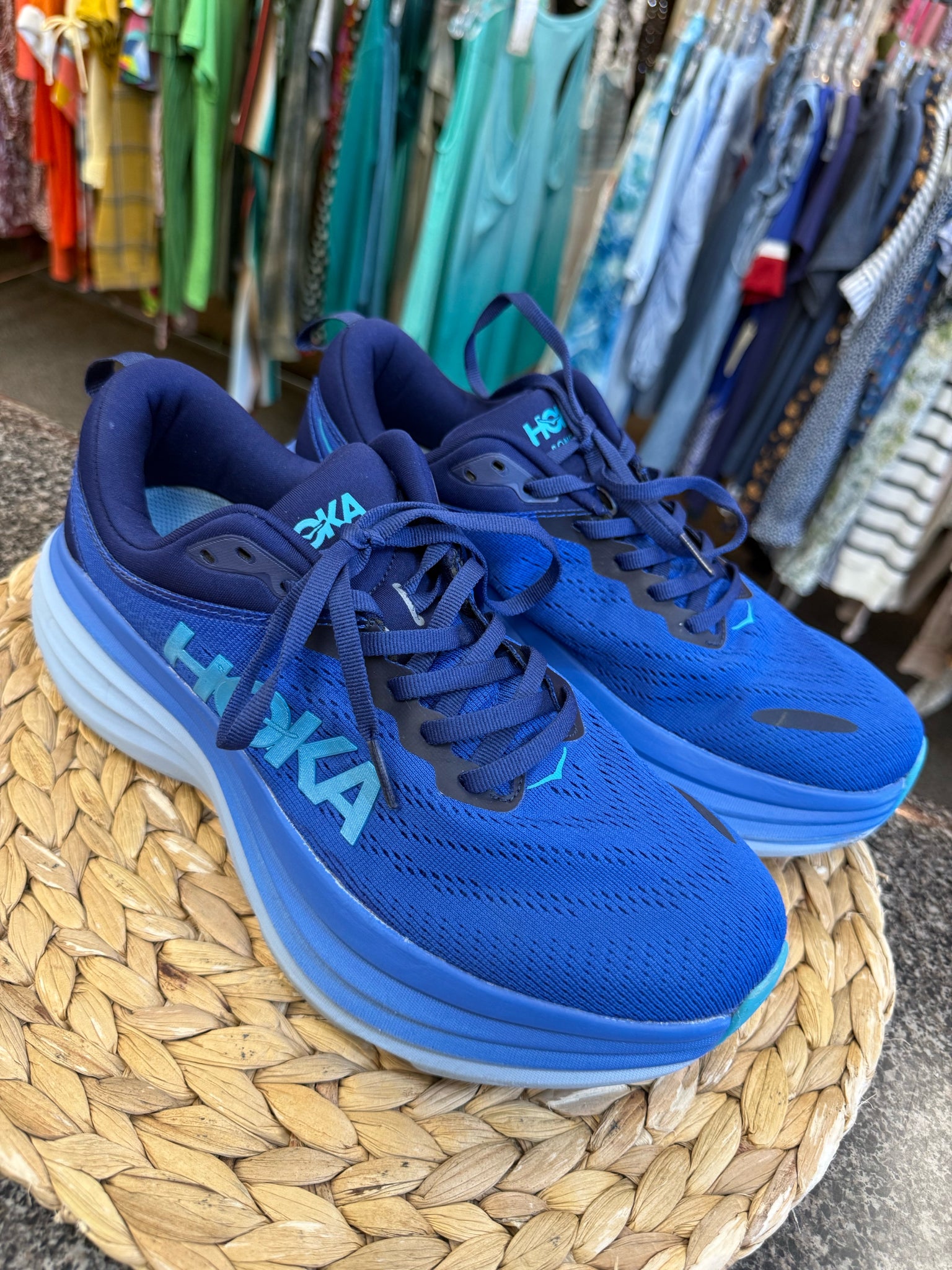 Pre-owned HOKA Royal Blue Navy Trim Size 9.5 Designer Sneaker