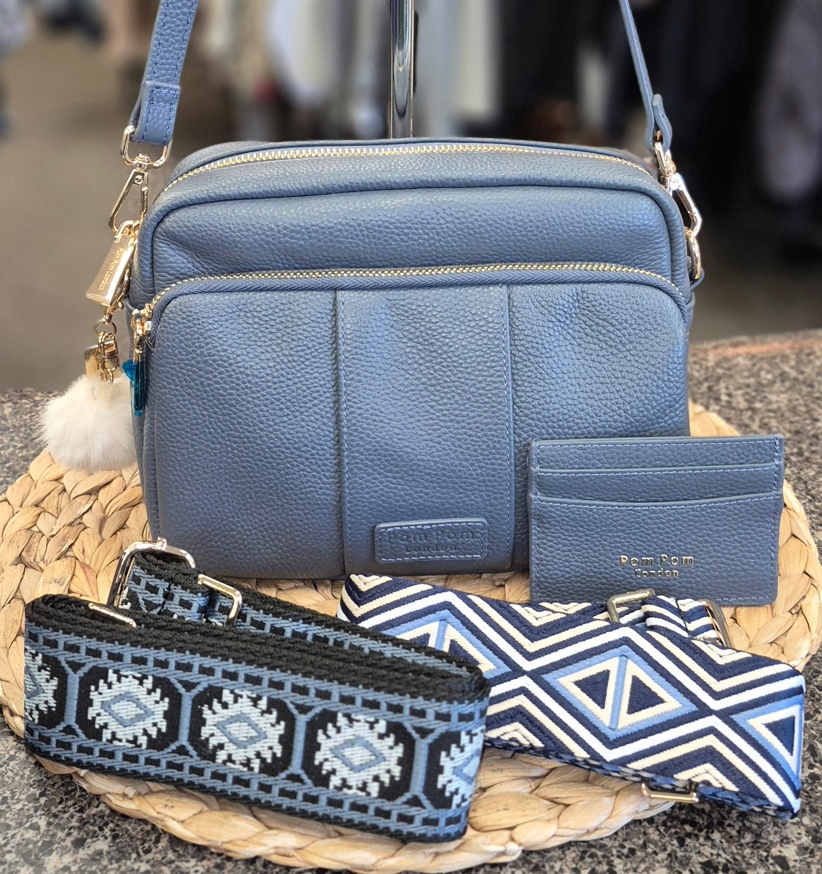 Pre-owned POM POM Navy Crossbody Designer Purse