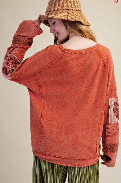 New EASEL Burnt orange Size S Long Sleeve Blouse